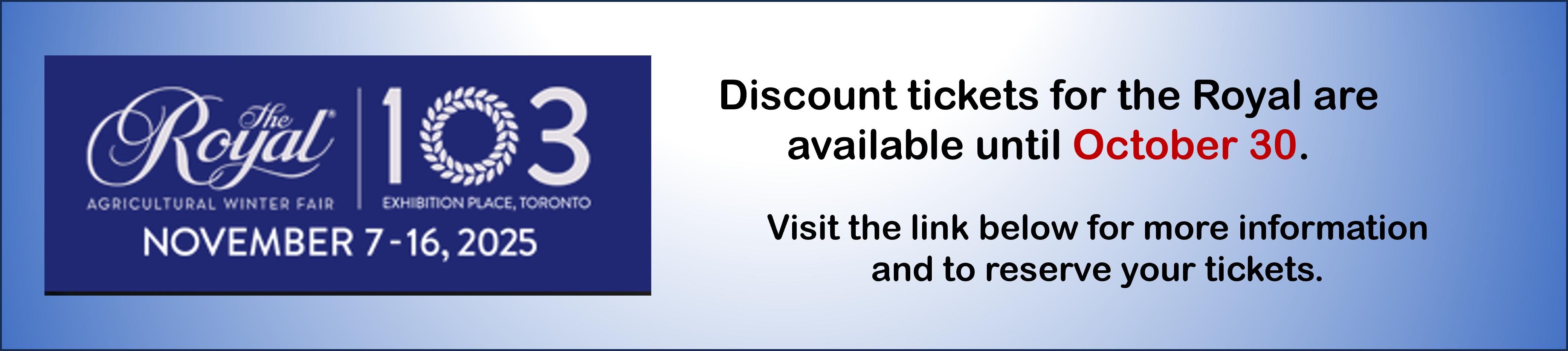 announcement about Royal Fair tickets